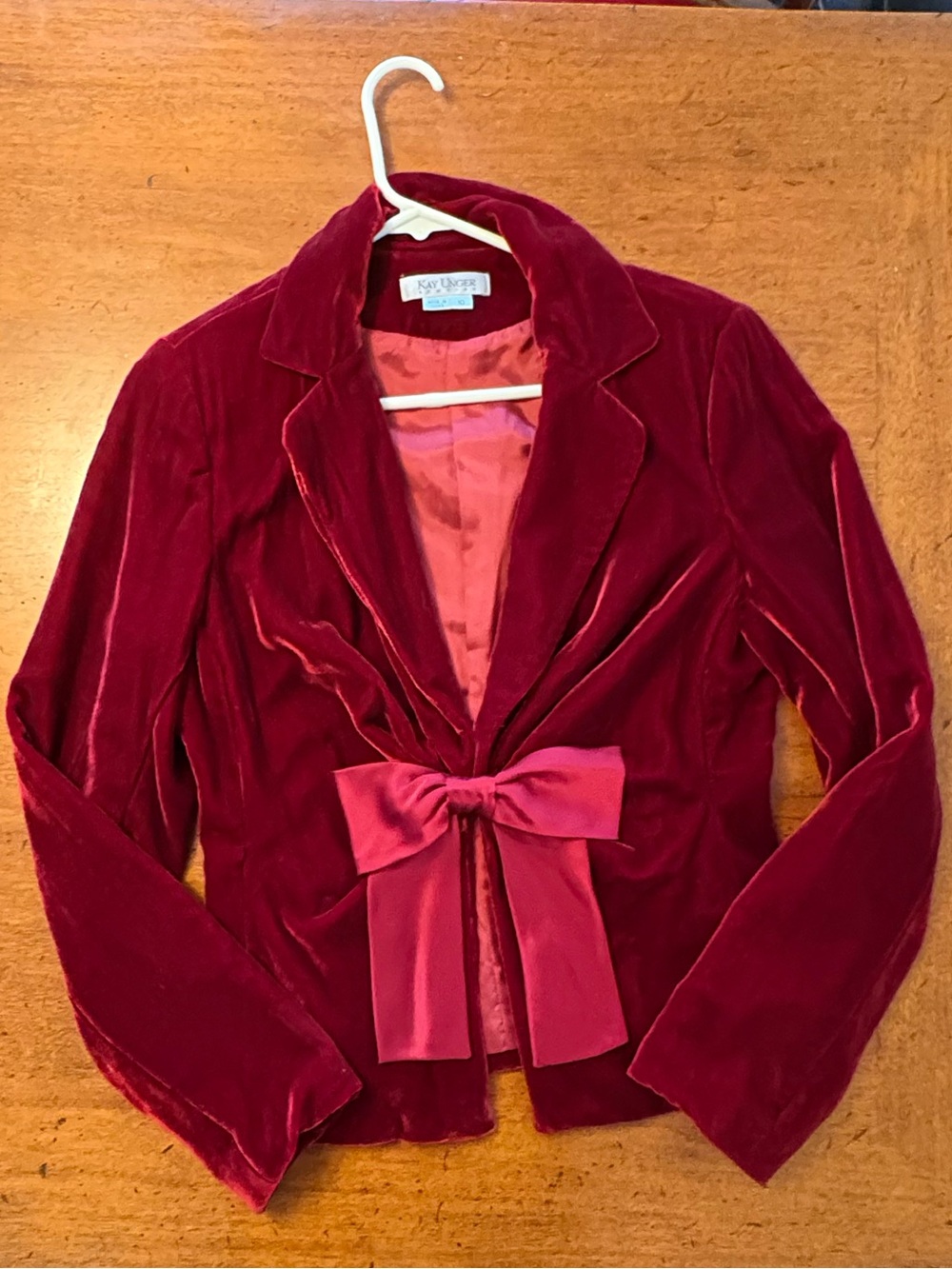 Kay Unger Burgundy Velvet Jacket with Bow Front